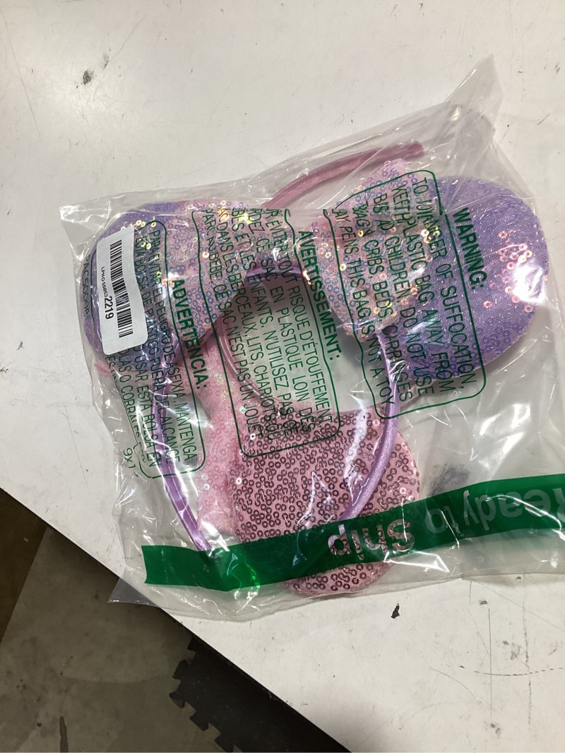 Condition photo showing Good Condition for mouse ears headband for princess, pink ears for women halloween costume, sequin bows headwear hair accessories - pink&blue&purple pink+blue+purple- 3pcs