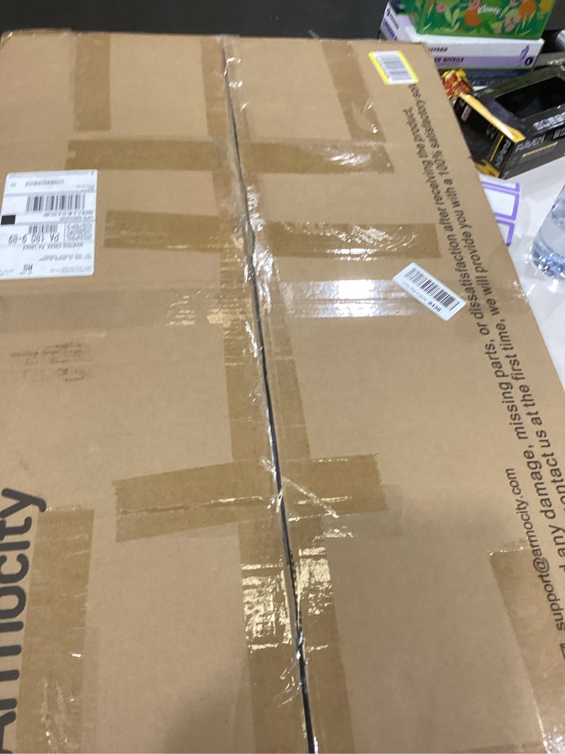 Condition photo showing New/Like New for Height Adjustable C Shaped End Table with Charging Station, Mobile Laptop Side Table with USB Port and Wheels, Sofa Couch Table with 2-Tier Storage Shelve for Living Room Bedroom, Grey Oak