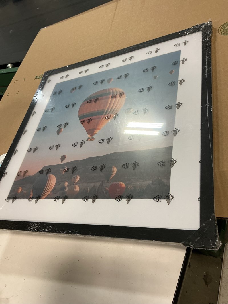 Condition photo showing New/Like New for jcjmy 20x20 picture frame black with 16x16 mat, display photo 16x16 with mat or 20 x 20 without mat, wall hanging large 20x20 poster frame with shatter resistant plexiglass, black black 20x20 inch