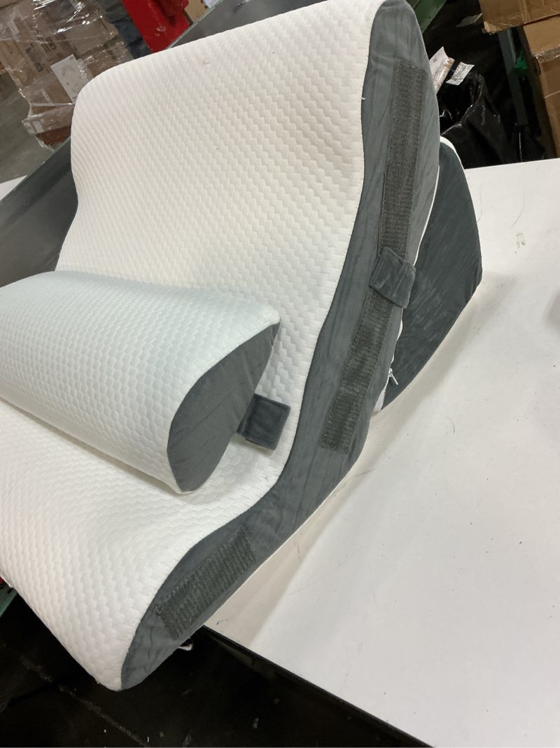Condition photo showing Good Condition for 3PCS Wedge Pillow Set for After Surgery, Back Pillow for Bed Sitting up, 10-in-1 Foam Wedge Pillow for Acid Reflux & Back Pain Relief, Post Surgery Pillow for GERD & Snoring, White White 3PCS