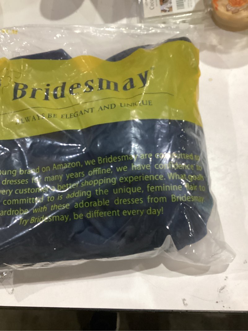 Condition photo showing As Is for Bridesmay Women's Cocktail Dresses A-Line Midi Wedding Guest Dress for Tea Party-Holiday Party 2xLarge Navy
