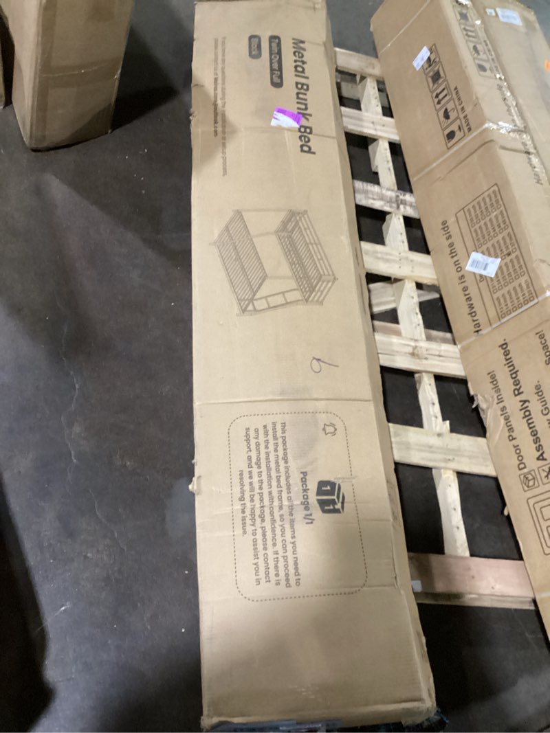 Condition photo showing New/Like New for Mixcous Twin Over Full Bunk Bed for Adults & Kids, Heavy Duty Bunk Beds with EVA Padded Ladder and Full-Length Guardrails, Noise-Free Metal Bed Frame, Space-Saving Design, Black Black Twin Over Full