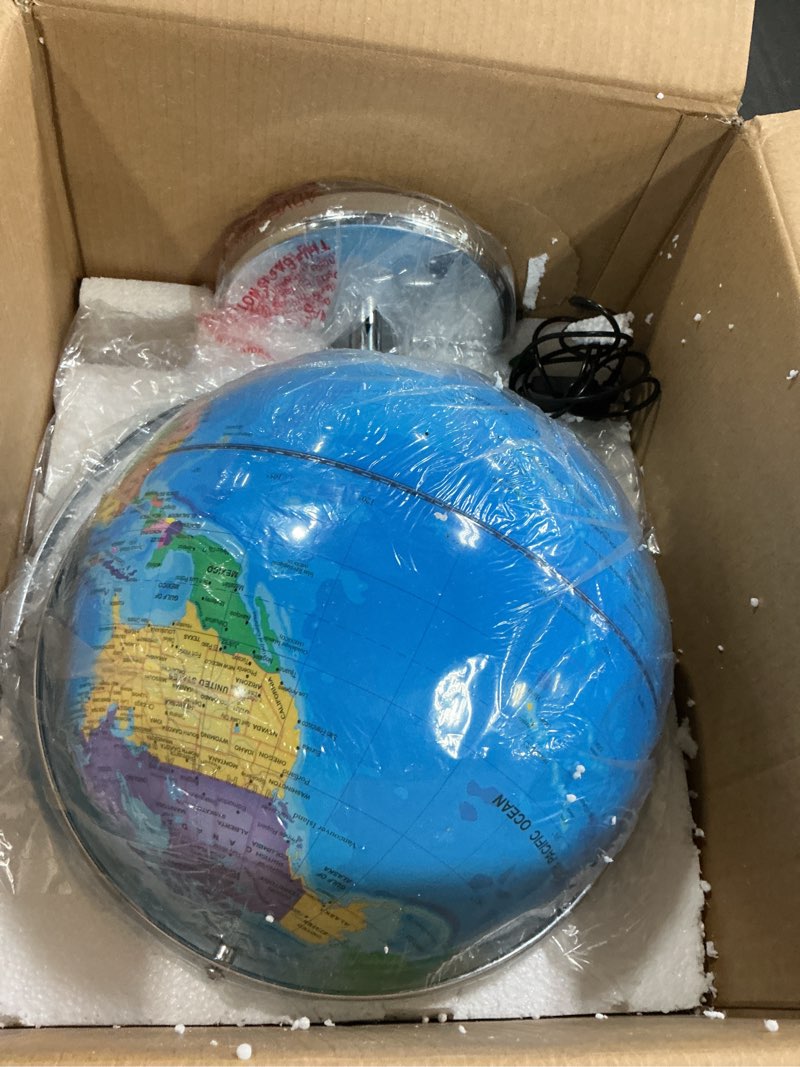 Condition photo showing Good Condition for Amylove 13'' Illuminated World Globe for Adults 720°/360° Rotation Rewritable Light Up Globe with Stand World Map for Interactive Learning Light with Base Lamp LED Decor(Metal,Practical) Practical Metal