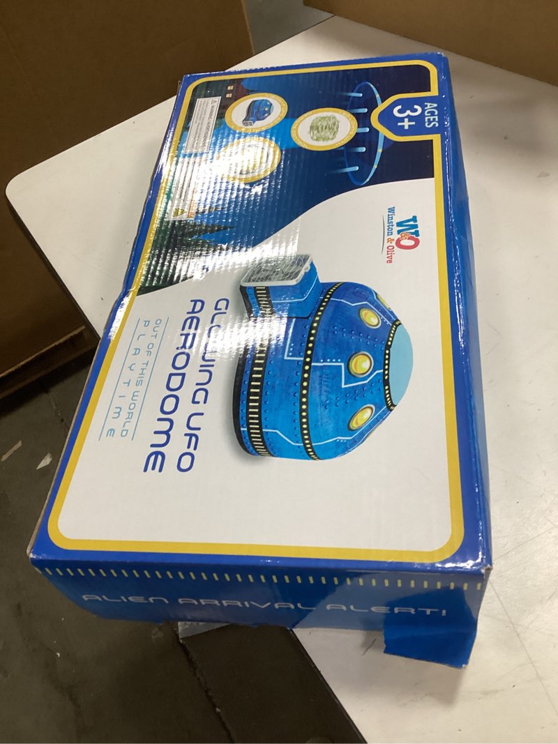 Condition photo showing New/Like New for W&O Glowing UFO Aerodome with LED Lights & UFO Sound Button – Glows in The Dark, Offering an Extraor