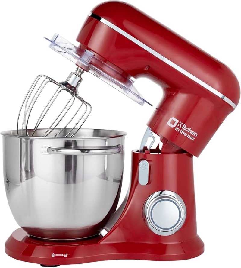 kitchen in the box stand mixer, 4.5qt+5qt two bowls electric food mixer, 10 speeds 3-in-1 kitchen mixer for daily use with egg whisk,dough hook,flat beater (red, 5qt) red 5qt