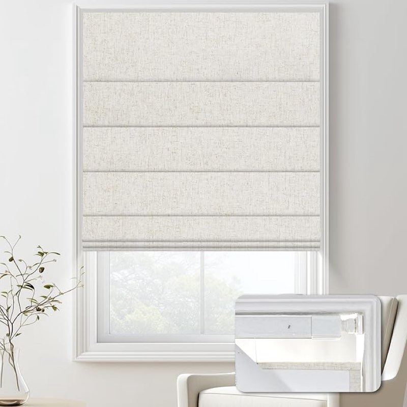 doing-x no drill blackout roman shades for indoor windows,cordless roman blinds,linen no tools windo