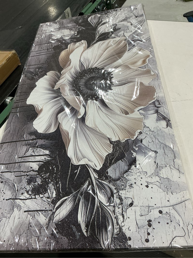 Condition photo showing Good Condition for judasjart black and white canvas painting wall decor for living room wall art for bedroom office decoration abstract flowers artworks pictures ready to hang modern aesthetics home decor 40"l x 20"w black and white flowers painting
