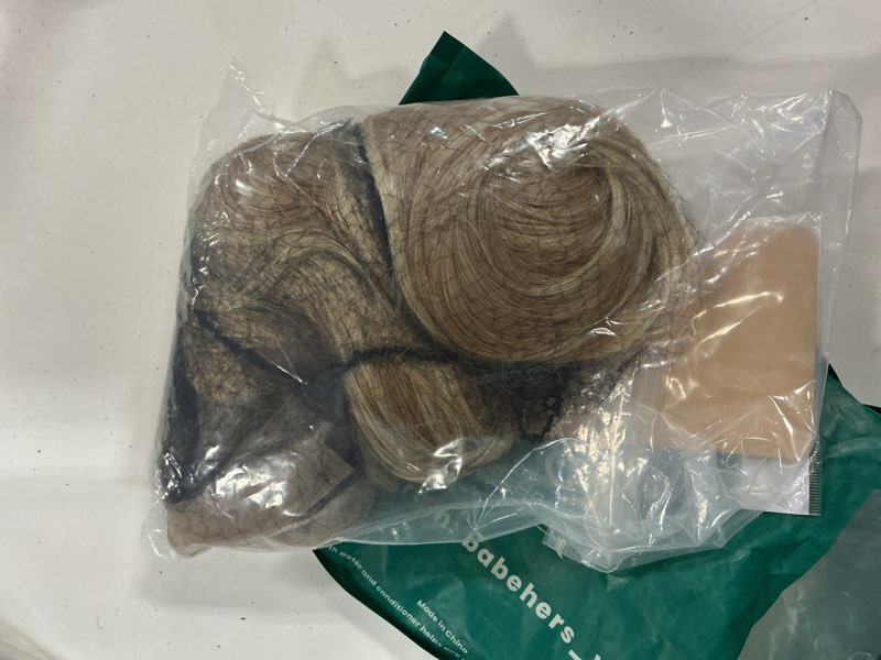 Condition photo showing Good Condition for ash blonde lace front wig 13x4 pre plucked omber synthetic 26in | body wave, long wavy for women, free parting, dark roots, cosplay daily party use, beginner friendly