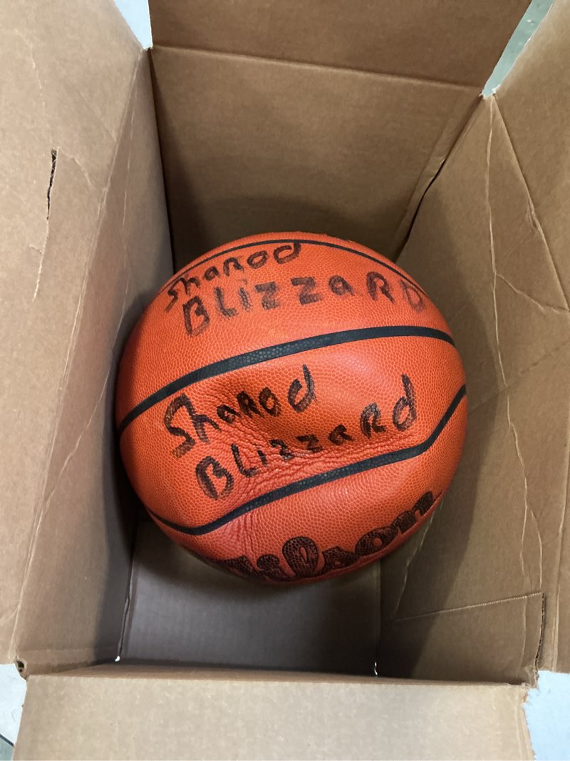 Condition photo showing As Is for Wilson Evolution Indoor Game Basketballs - Size 5, Size 6 and Size 7 Navy/Brown Size 7 - 29.5"