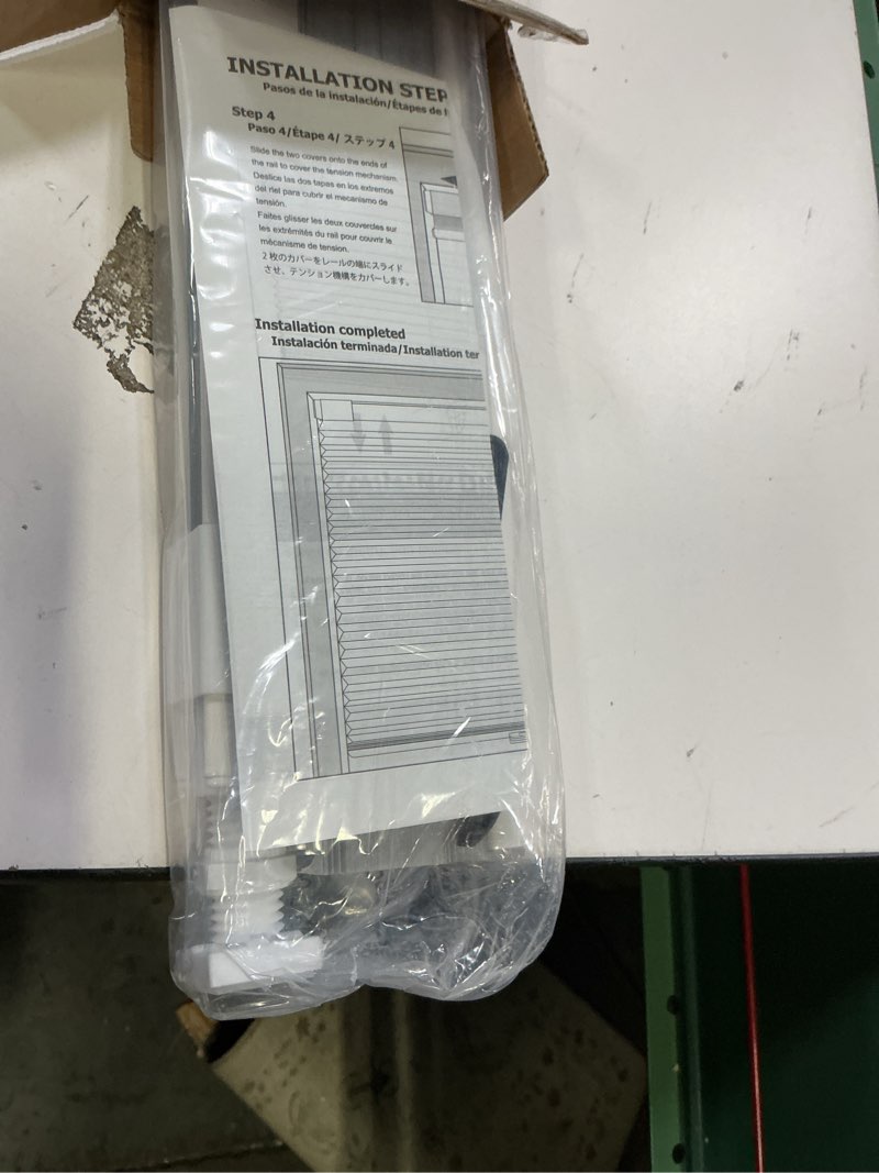 Condition photo showing Good Condition for lazblinds cordless cellular shades, no tools no drill blackout honeycomb shades pleated blinds for windows, 31'' w x 36'' h, silver white blackout-silver white 31'' w x 36'' h