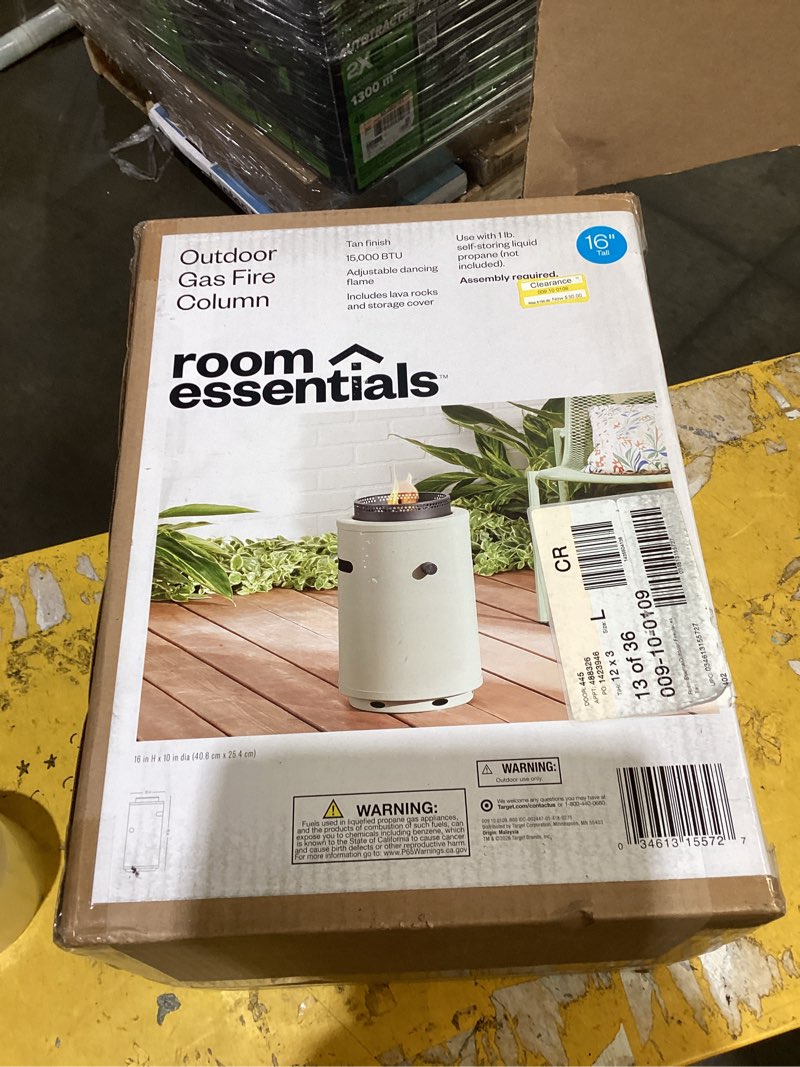 Condition photo showing As Is for 1lb round lp column tabletop fireplaces tan - room essentials™