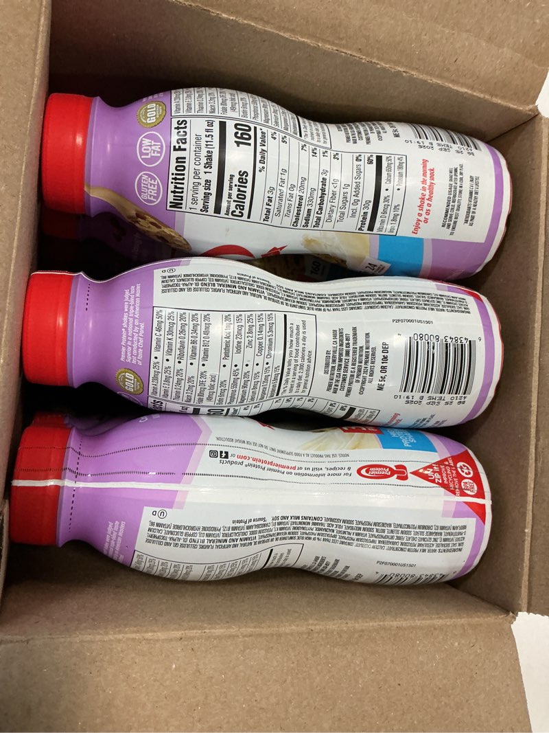 Condition photo showing New/Like New for  (BBD : 25 /SEP /2025 )) Premier Protein Shake, Cookie Dough, 30g Protein, No Added Sugar, 24 Vitamins & Minerals to Support Immune Health, 11.5 fl oz, 12 Pack (Packaging May Vary) Cookie Dough 11.5 Fl Oz (Pack of 12)