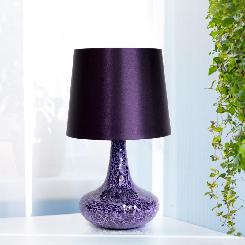 Simple Designs LT1143-PRP Colored Glass Fusion Montage Table Lamp 