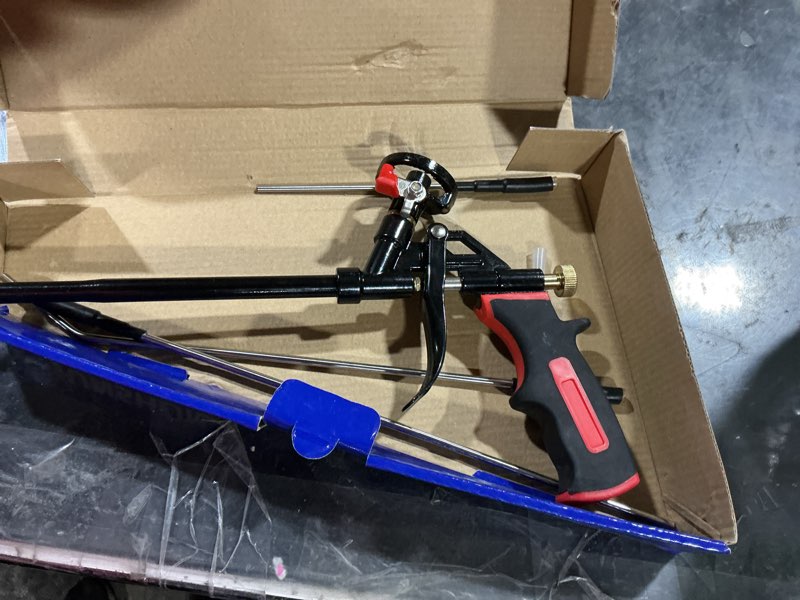 Condition photo showing Good Condition for professional foam spray gun, heavy duty metal applicator with 3 nozzles, pu insulation dispensing tool for caulking and sealing,tubular nozzle