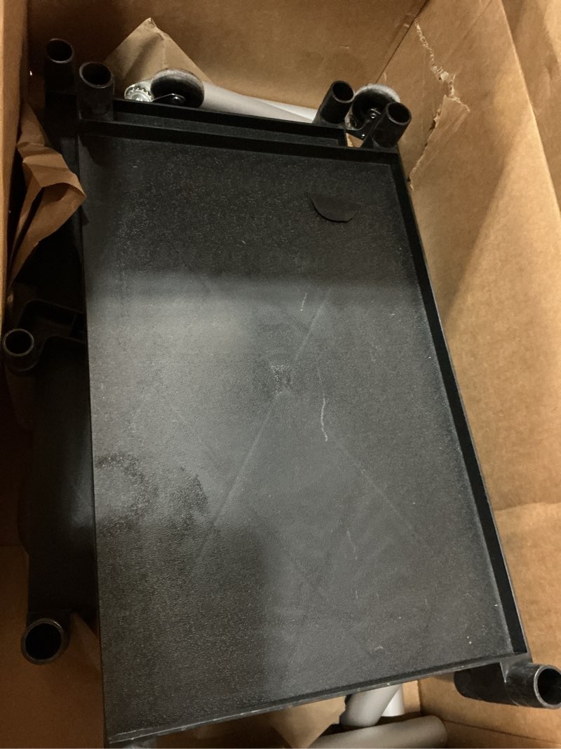 Condition photo showing As Is for MaxWorks 80774 3-Shelf Utility Plastic Cart with Wheels-225 Lbs Maximum Capacity , Black 3 Shelves