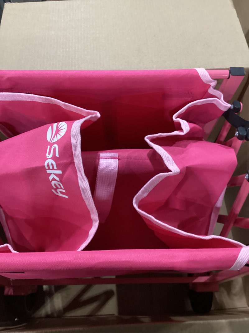 Condition photo showing Good Condition for sekey wagon cart with wheels with 220lbs capacity,heavy duty wagon carts foldable,lightweight utility portable cart for grocery, shopping, garden, camping. pink pink 220 lbs