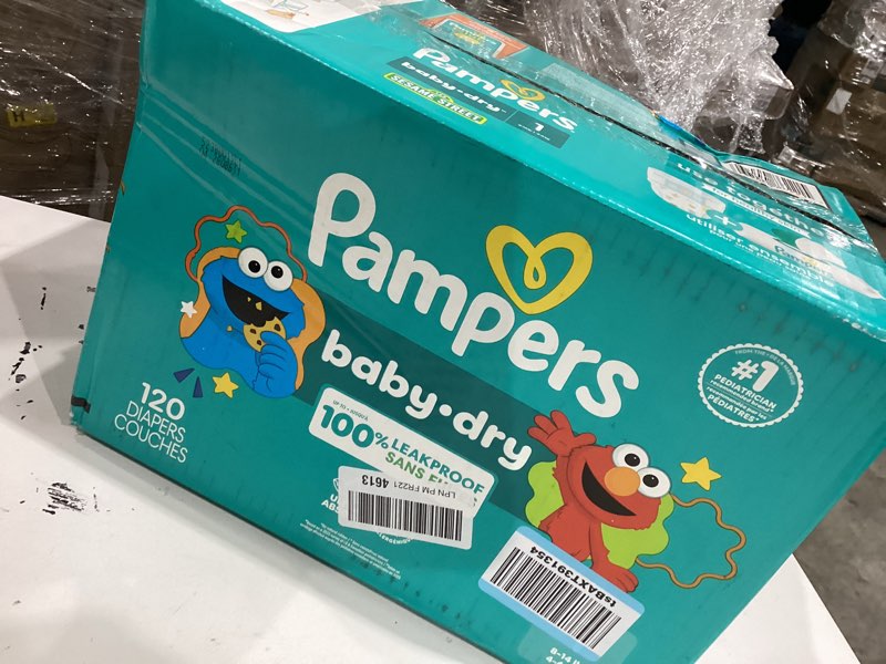 Condition photo showing New/Like New for pampers diapers - baby dry - size 1, 120 count, absorbent disposable infant diaper (packaging may vary) size 1 120