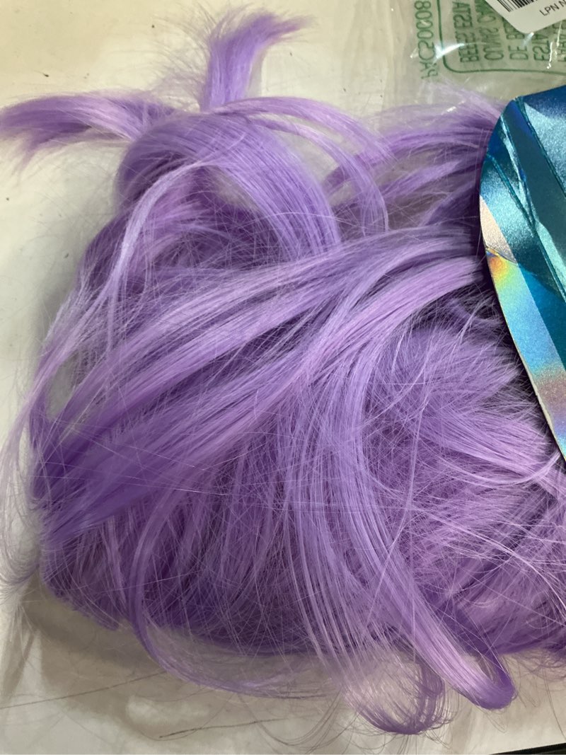 Condition photo showing New/Like New for enilecor short bob hair wigs 12" straight with flat bangs synthetic colorful cosplay daily party lilac neon wig for women natural as real hair+ free wig cap (lavender purple)