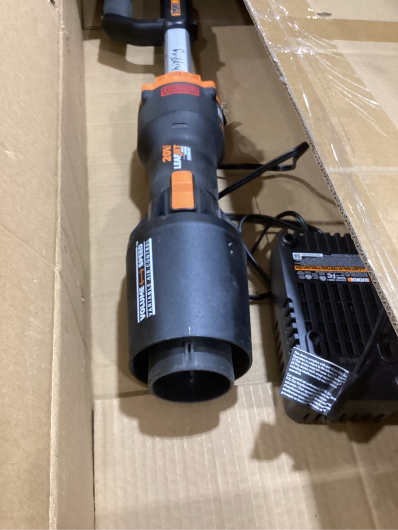 Condition photo showing As Is for WORX Nitro Cordless Leaf Blower, Electric Blower with 410 CFM & 130 MPH, Blowers for Lawn Care with 3.8 Lbs, 4.0 Ah Battery & Charger Included, WG543 410CFM 20V Blower w/(1)4.0 Ah Battery