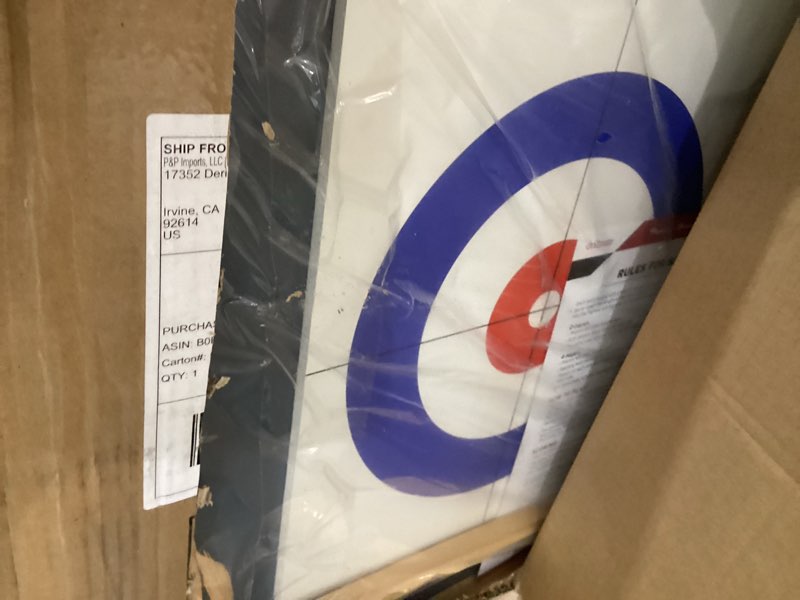 Condition photo showing As Is for gosports 6 ft tabletop shuffleboard and curling 2 in 1 game with 8 pucks and tote bag