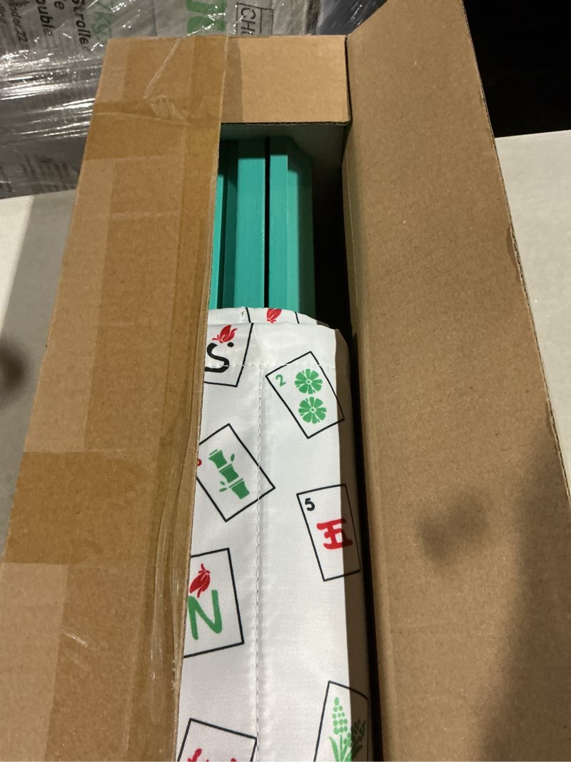 Condition photo showing As Is for Mahjong Racks with Pushers, Light Green Wooden American Mahjong Tile Pushers and Racks Set of 4, with White Printed Mahjong Racks Drawstring Bag, Mahjong Accessories (19.68 Inches)