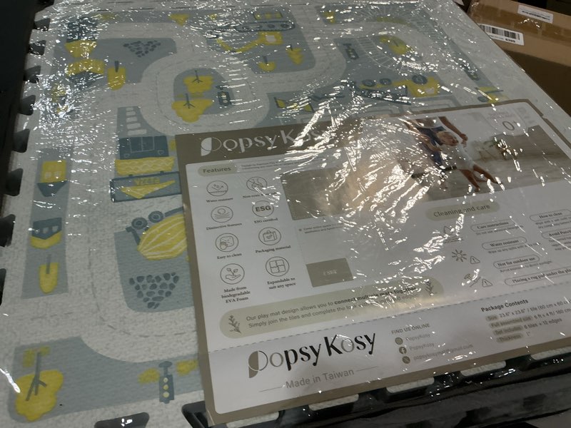 Condition photo showing Good Condition for popsykosy premium baby floor play mat - thick & cushioned 0.5 inch playroom foam mat, non-toxic odorless - 6 tiles - spacious 6x4 ft. - stylish, large, waterproof for kids & toddlers -pastel blue gray