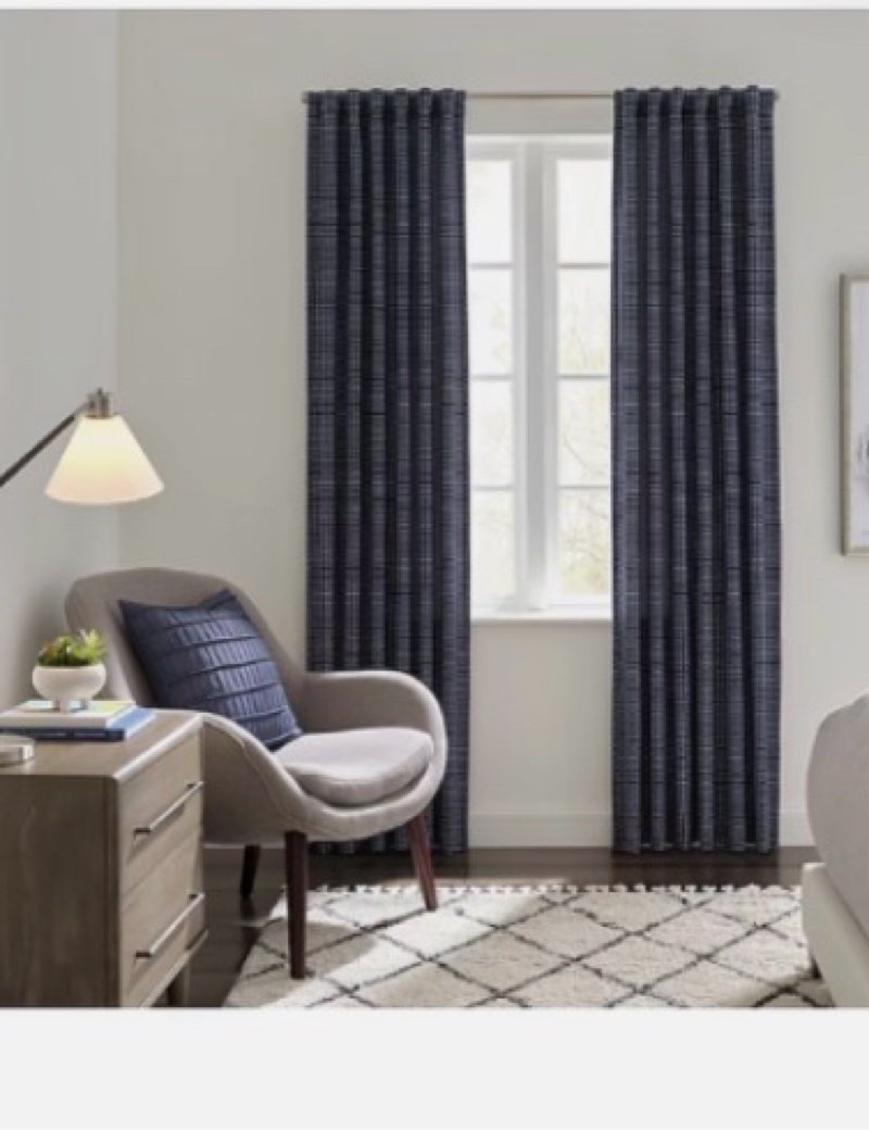 Origin 21 84-in Navy Room darkening Standard lined Back tab Single curtain 1 panel