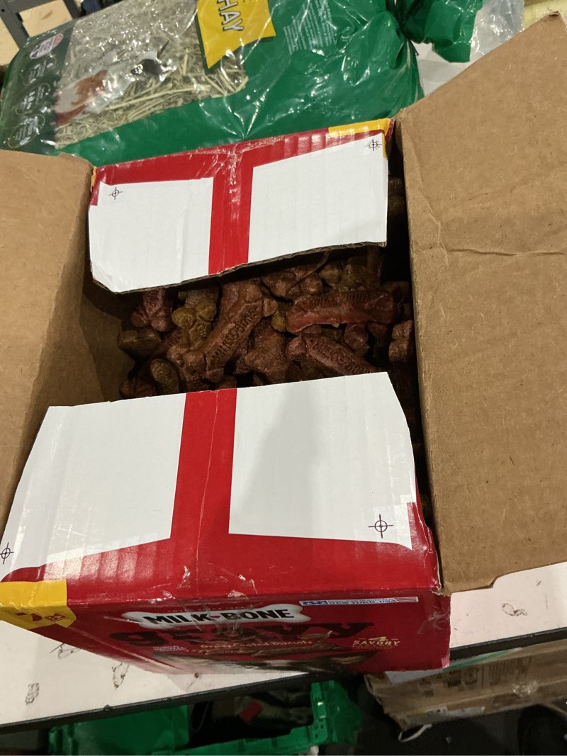 Condition photo showing As Is for milk bone gravybones dog biscuits, small dog treats, 7 lb.