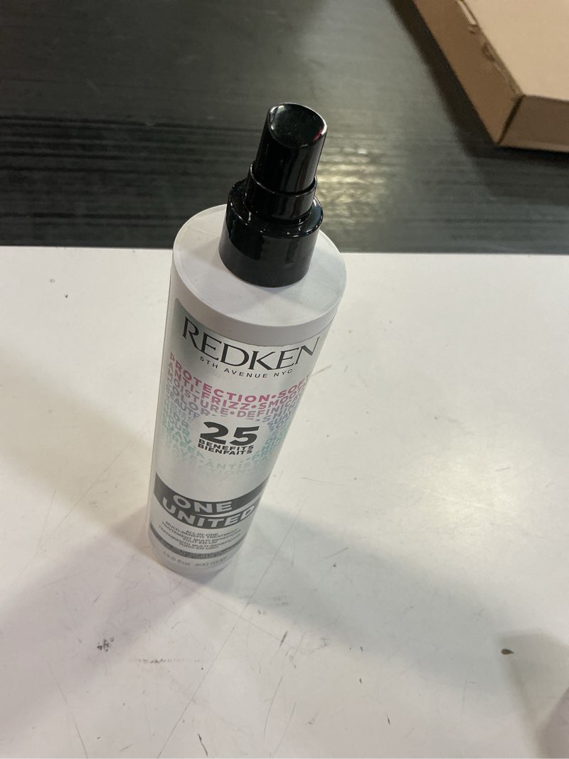 Condition photo showing Good Condition for redken one united leave in conditioner | multi-benefit hair treatment | detangles, nourishes, & smooths frizz | heat protection spray for blow dry & styling | for all hair types | paraben free