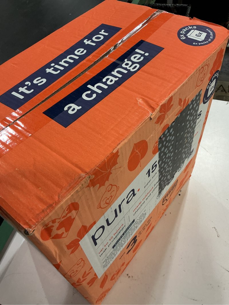 Condition photo showing New/Like New for pura hypoallergenic diapers, size 3 (9-20 lbs) monthly pack, overnight, up to 12 hours leak protection, suitable for sensitive skin, tcf, super soft organic cotton, 6 packs of 26 (156 baby diapers) size 3 156
