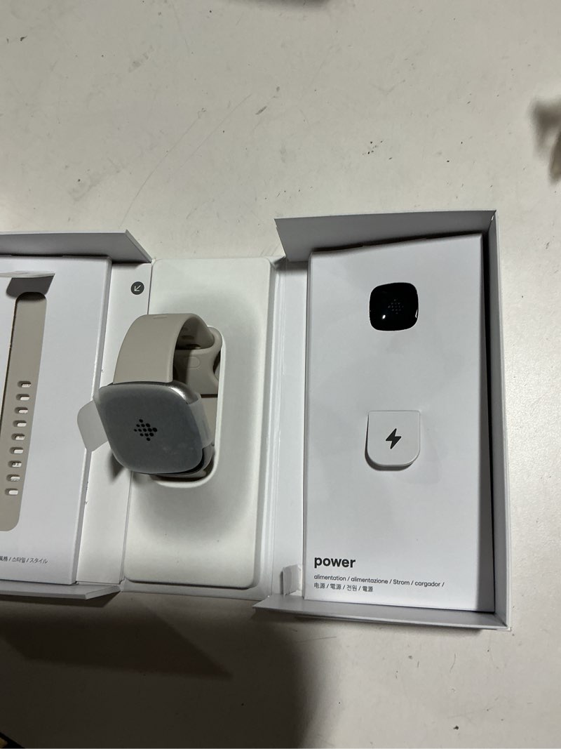 Condition photo showing Good Condition for fitbit sense 2 advanced health and fitness smartwatch with tools to manage stress and sleep, ecg app, spo2, 24/7 heart rate and gps, lunar white/platinum, one size (s & l bands included)