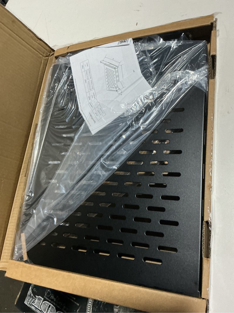 Condition photo showing Good Condition for tecmojo 1u sliding rack shelf,4-post vented rack mount shelf,13.8in deep with adjustable mounting depth 13.8-19.7in,supports to 110lbs,for 19 inch av/network equipment rack,unassembled,black 13.8-19.7" depth
