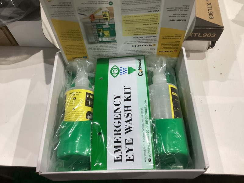 Condition photo showing New/Like New for cgoldenwall portable eye wash station wall mounted eyewash station emergency eye wash kit, 16.09oz per eyewash bottle, no eyewash solution, with a free eyewash sign
