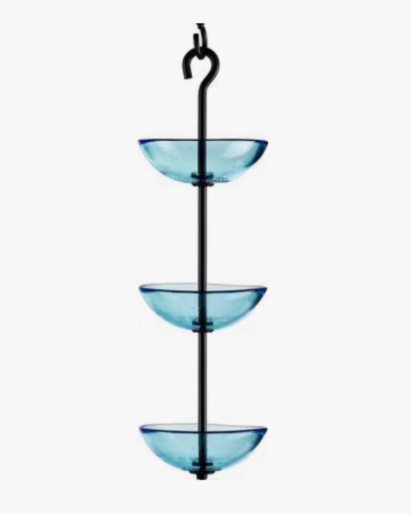 Mosaic Birds Triple Hanging Poppy Bird Feeder, 14.1-oz, Aqua