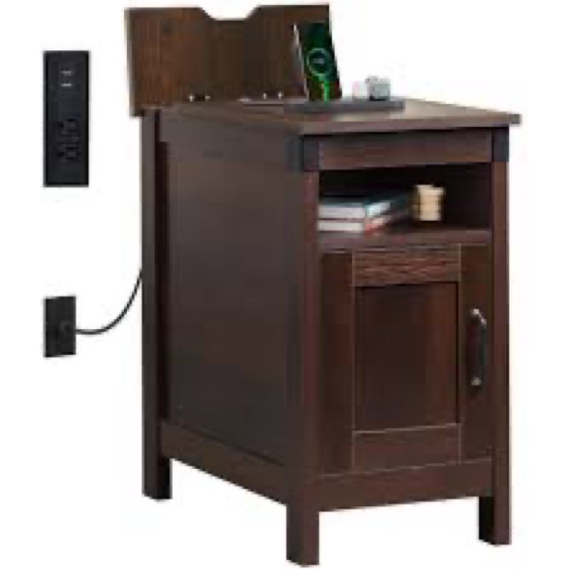 wlive end table with charging station, narrow side table for living room, farmhouse night stand with