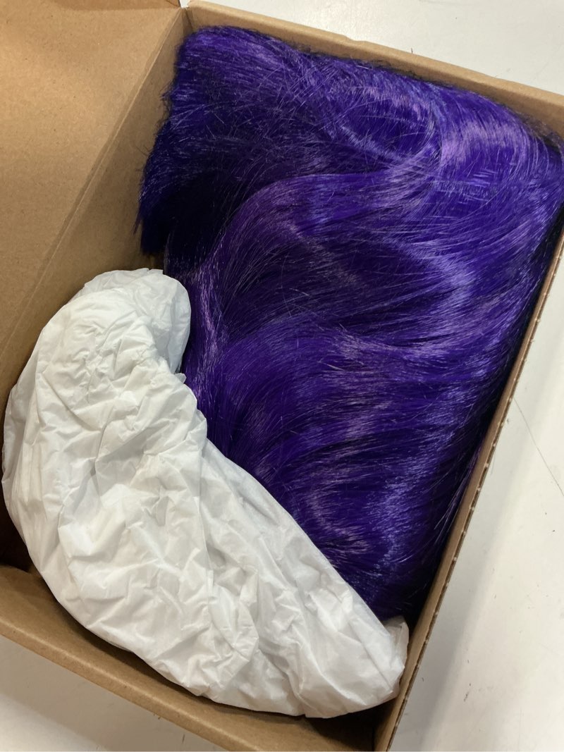 Condition photo showing Good Condition for sukri short dark purple straight wig with bangs dark purple wigs for women bob shoulder length wigs heat resistant fiber synthetic hair wigs hair replacement natural looking(12 inch) dark purple 12 inch