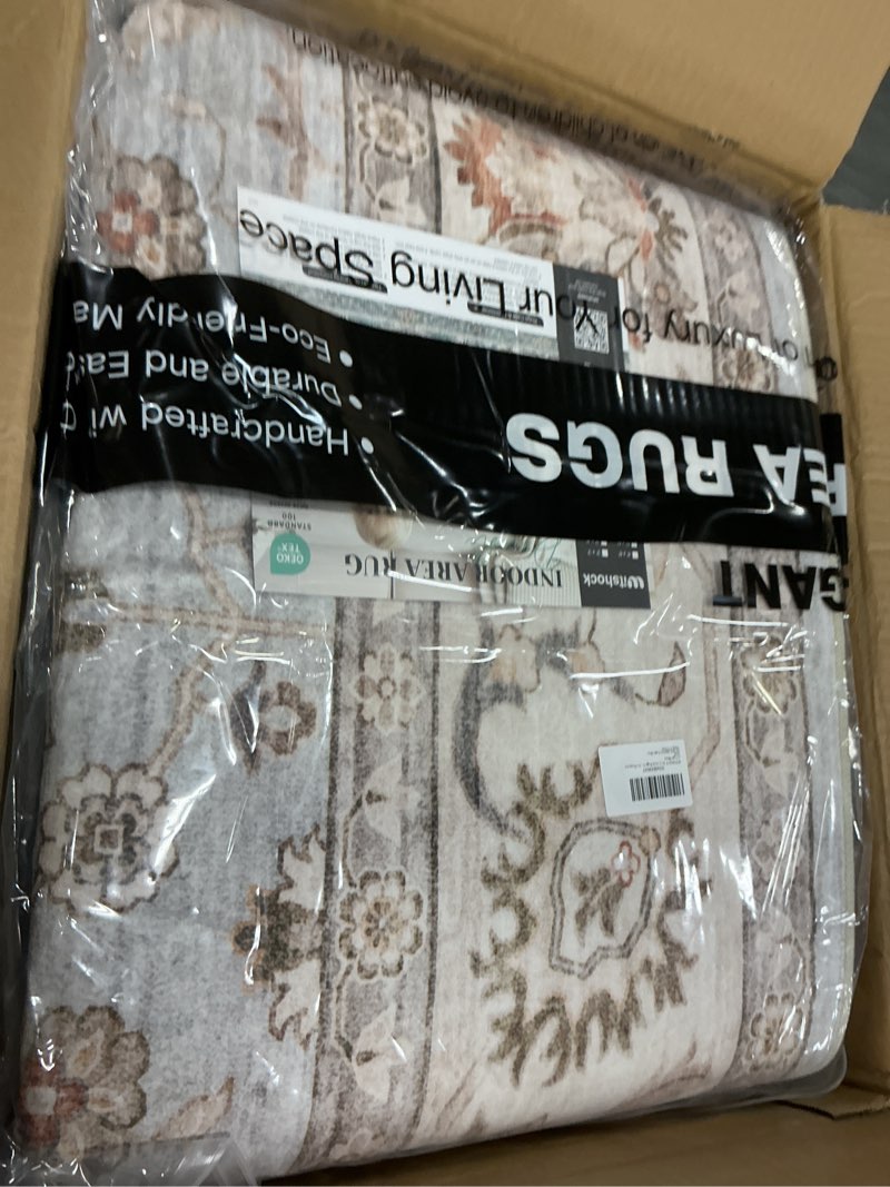 Condition photo showing New/Like New for witshock 8x10 area rugs for living room: machine washable non slip vintage carpet - low pile lightweight print rug for bedroom dining room kitchen table - stain resistant for household (light blue) light blue/light ivory/beige 8' x 10' (rectangular)