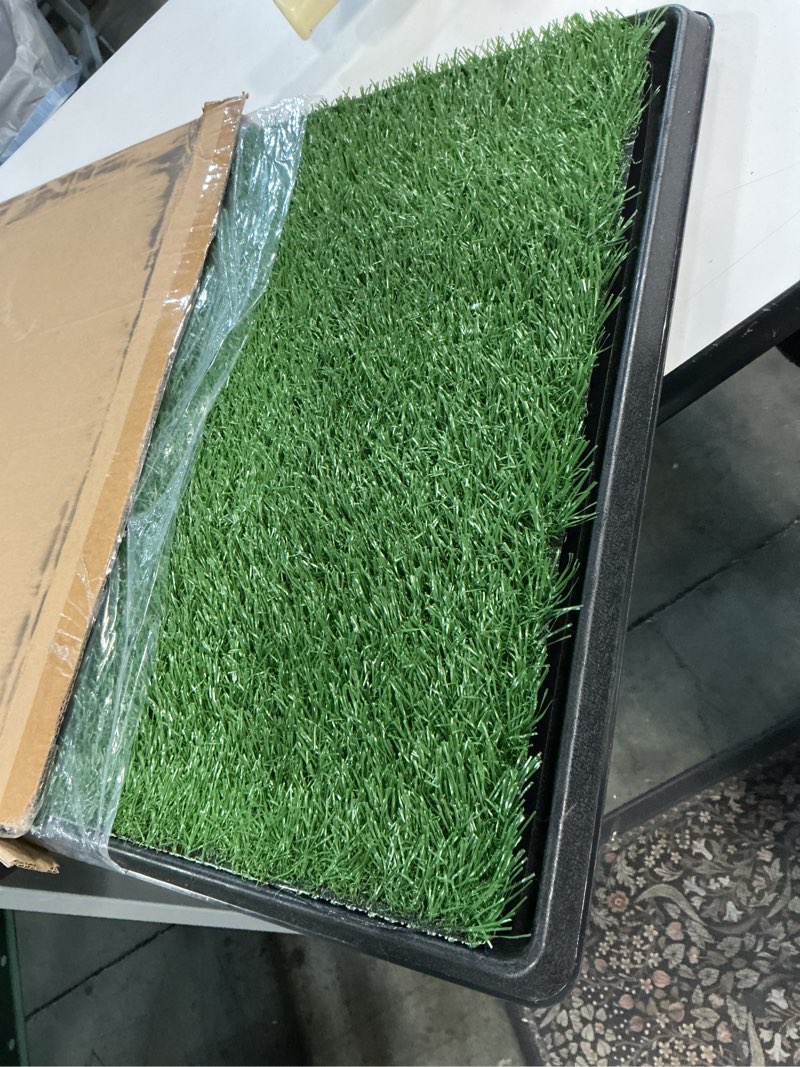 Condition photo showing Good Condition for petmaker artificial grass puppy pee pad for dogs and small pets with tray - 20x30 inches washable 3-layer reusable indoor dog potty grass training pad, easy clean pet housebreaking potty solution large 3-layer system