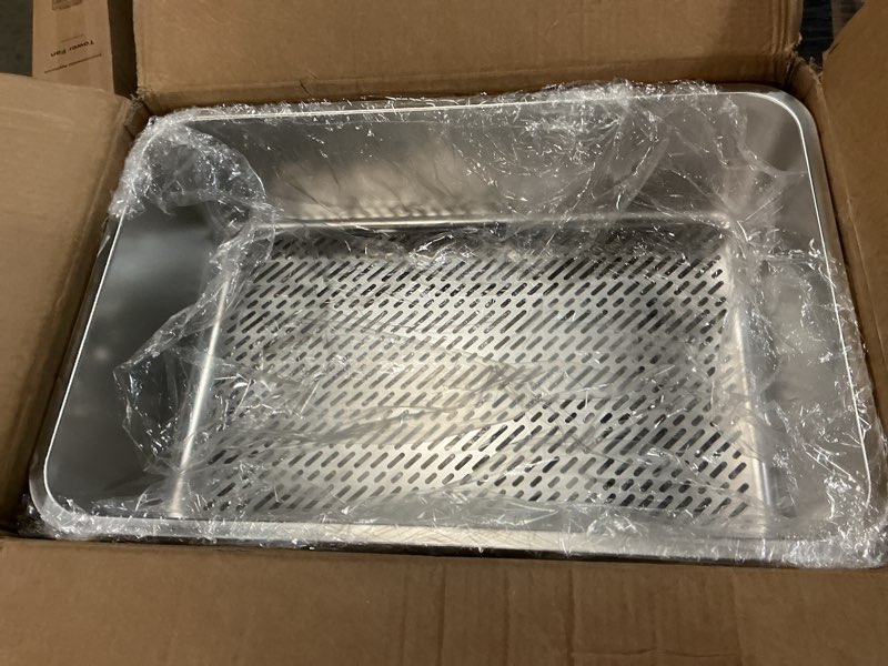 Condition photo showing Good Condition for all stainless steel sifting litter box for pine pellets,sifting cat litter box with lid,high sides metal sifter litter pan system for big cats,odor control,easy to clean m:19.7''l*13.8''w*12''h