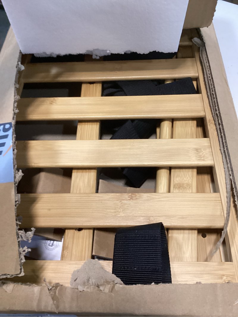 Condition photo showing Good Condition for 2 Pack Bamboo Luggage Rack for Guest Room, 26.77" Folding Wide Suitcase Stand with Storage Shelf, Thickened Luggage Stand Holder for Bedroom Hotel, Luggage Rack for Suitcases (Natural)