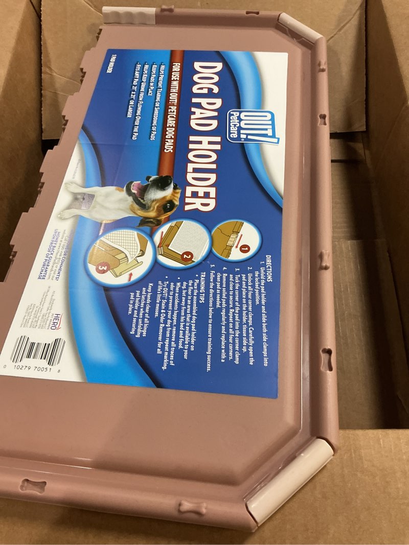 Condition photo showing Good Condition for OUT! PetCare Pee Pad Holder Tray, Puppy Pads, Dog Pee Pad Tray, Puppy Essentials, Raised Edges, Portable, Dog Training, Housebreaking Essentials, Cleaning Supplies, Floor Protection, 21x21