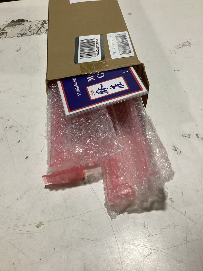 Condition photo showing Good Condition for pink mahjong racks with pushers set of 4, 18 inches travel acrylic mahjong tiles racks with bag, mahjongs cards, dices, wind indicator, american mahjongs set accessories, gifts and supplies