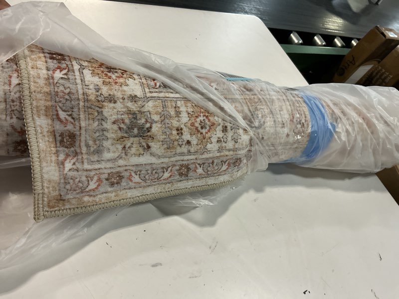 Condition photo showing Good Condition for madane hallway runner 3x8, kitchen rugs washable entryway rug vintage kitchen runners non slip indoor area rug farmhouse carpet runner for bathroom living room bedroom (3 x 8, turmeric/grey) turmeric/grey 3' x 8' (runner)