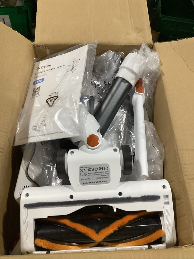 Condition photo showing Good Condition for tikom v500 cordless vacuum cleaner for home, 40000pa/450w stick vacuum with led touch screen, charging wall dock, anti-tangle, lightweight handheld vacuum for pet hair, hard floor, carpet orange&white