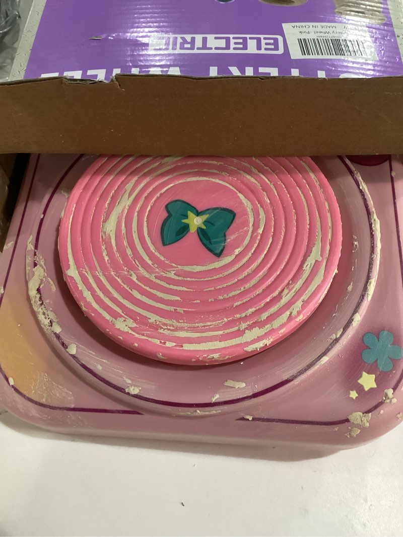 Condition photo showing As Is for Pottery Wheel for Kids, Girls Arts and Crafts Toys for Kids Ages 8-12,Pottery Craft Kit with 3 Pack Air-Dry Clay, Art Supplies for Kids Toys Girls Birthday Gift for 6 7 8 9 10 11 12+ (Pink)