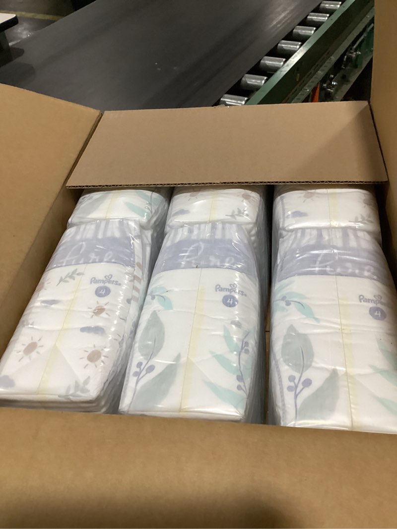 Condition photo showing New/Like New for pampers baby diapers - pure protection - size 4, 150 count, for up to 100% leakproof, premium plant-based skin protection