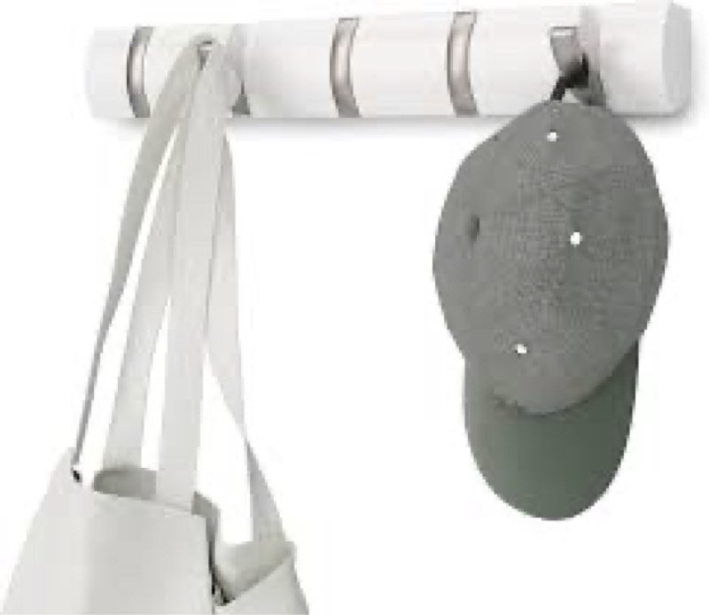 umbra flip wall-mounted coat rack with 5 hooks – modern, space-saving storage for hats, jackets, bag