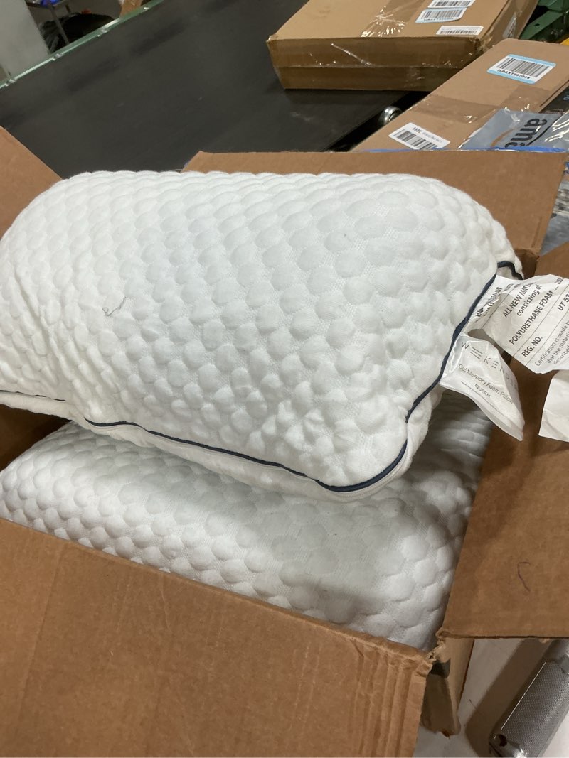 Condition photo showing As Is for Weekender Gel Memory Foam Pillow - Standard Size - 1-Pack - Medium Plush Feel - Neck and Shoulder Support - Side, Stomach, and Back Sleepers - Home, Hotel, & Hospital Essentials - CertiPur Certified Standard 1 Pack