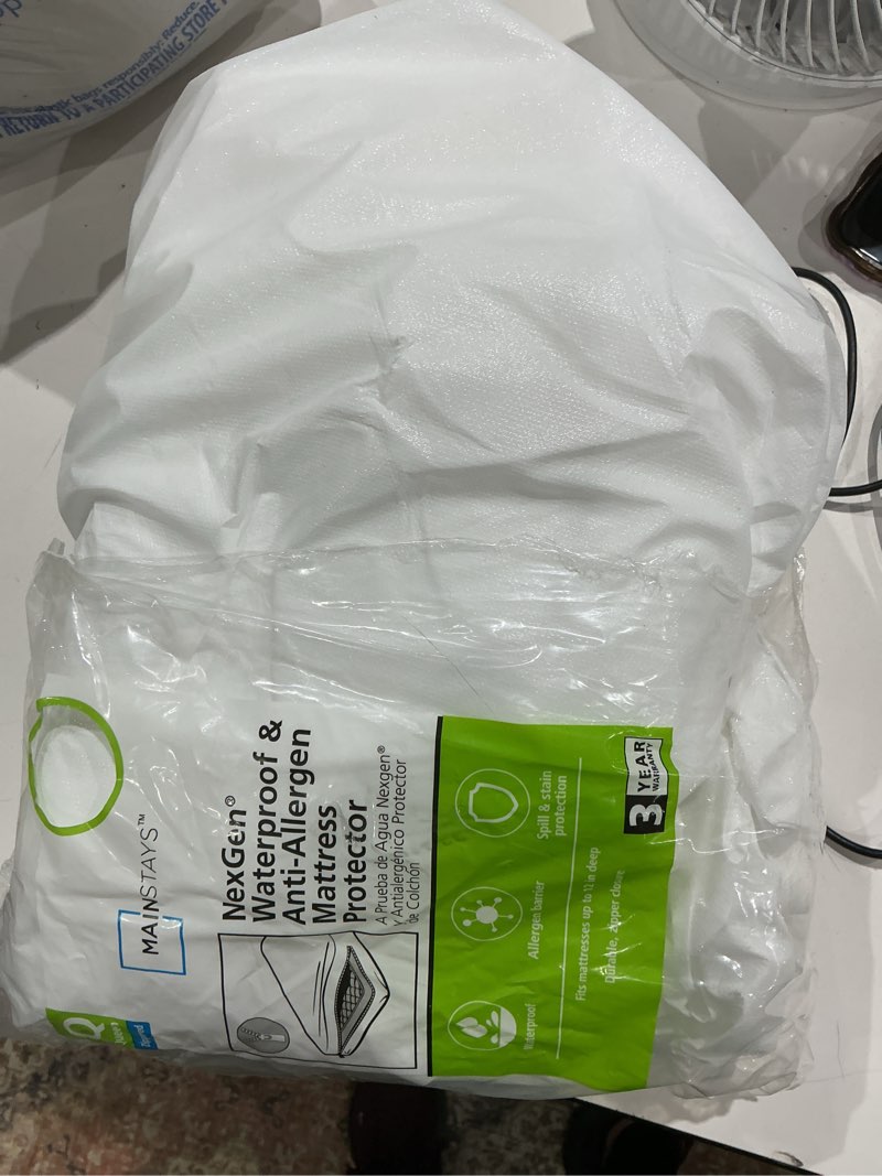 Condition photo showing As Is for nexgen waterproof zippered mattress protector mainstays, queen