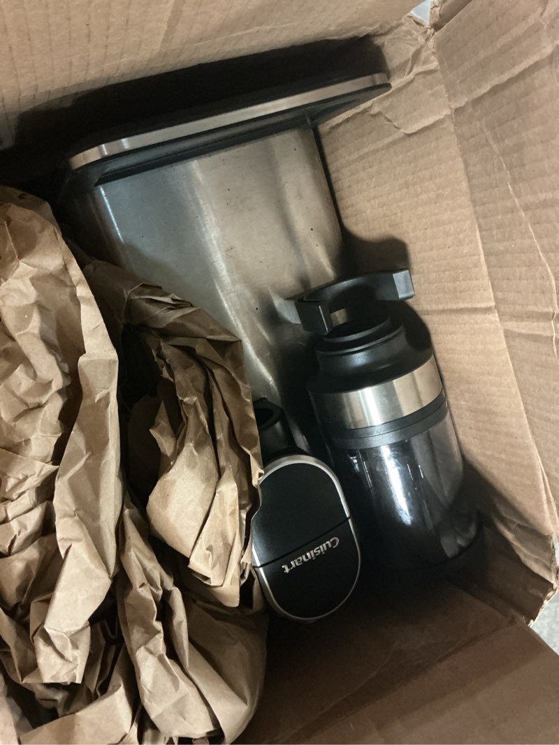 Condition photo showing As Is for Cuisinart Single-Serve Coffee Maker + Coffee Grinder with 8, 10, and 12 oz. Serving Size, Compatible with Single-Cup Pods, 48-Ounce Removable Reservoir, Stainless Steel, DGB-2SS